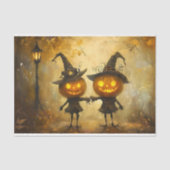 Spooky Halloween Pumpkin Witches AA9 Decoupage Tissuepapier (Voorkant)