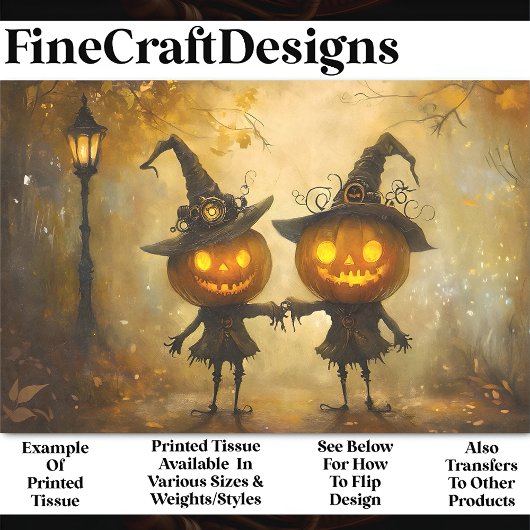 Spooky Halloween Pumpkin Witches AA9 Decoupage Tissuepapier