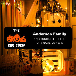 Spooky Halloween Pumpkins Boo Crew Return Address Etiket