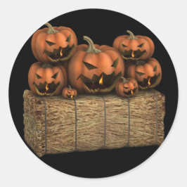 Spooky Halloween Pumpkins Hay Bale Halloween Ronde Sticker