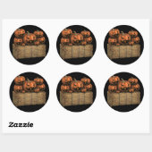 Spooky Halloween Pumpkins Hay Bale Halloween Ronde Sticker (Vel)