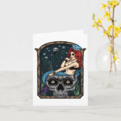 Spooky Halloween Punk Gothic schedel zeemeermin Kaart (Gele Bloem)