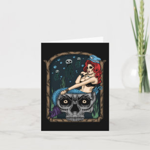 Spooky Halloween Punk Gothic schedel zeemeermin Kaart