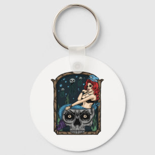 Spooky Halloween Punk Gothic schedel zeemeermin Sleutelhanger