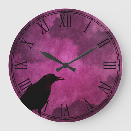Spooky Halloween Raven Prints Grote Klok (Voorkant)