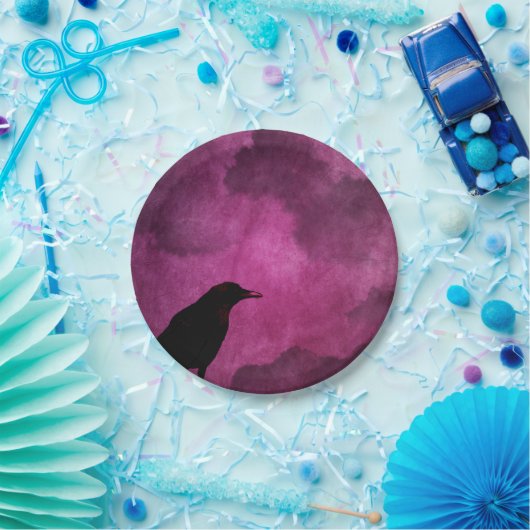 Spooky Halloween Raven Prints Papieren Bordje (Feest)