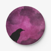 Spooky Halloween Raven Prints Papieren Bordje (Voorkant)