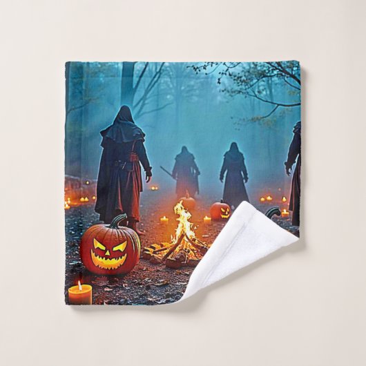 Spooky Halloween Ritual Design Bad Handdoek (Wasdoekje)