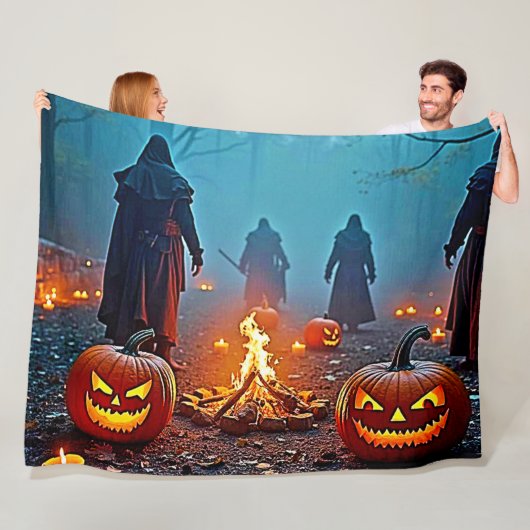 Spooky Halloween Ritual Design Fleece Deken (In situ)