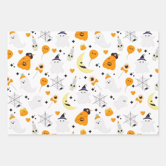 Spooky halloween roze eng spookpatroon inpakpapier vel (Voorkant)