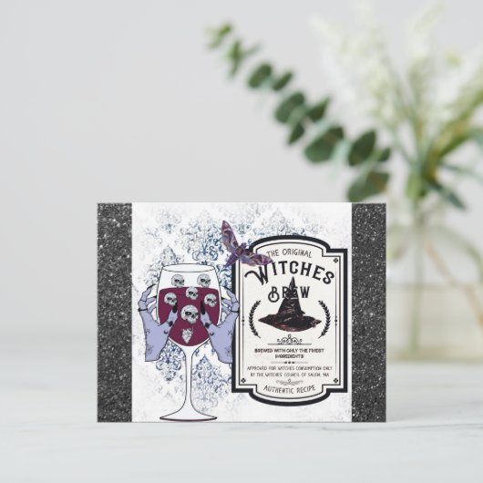 Spooky Halloween Salem Massachusetts Witches Brew Briefkaart (Staand voorkant)