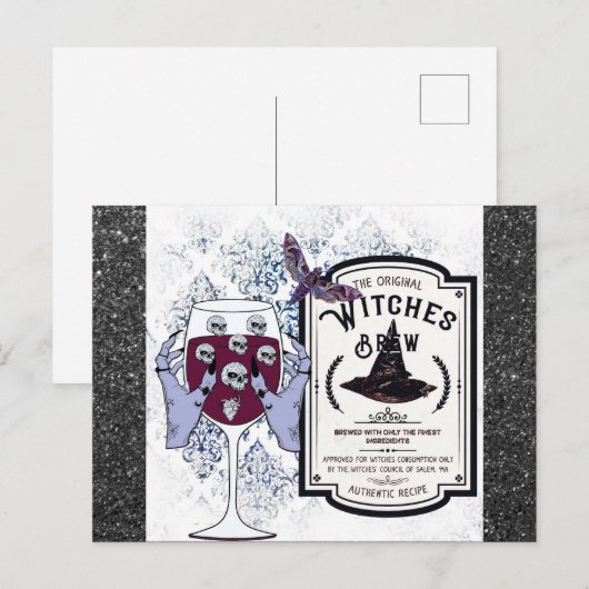 Spooky Halloween Salem Massachusetts Witches Brew Briefkaart (Voorkant / Achterkant)