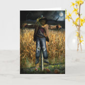 Spooky Halloween Scarecrow Kaart (Gele Bloem)