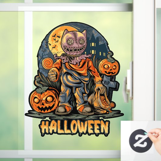 Spooky Halloween Scarecrow Trick-or-Treer Raamsticker (Huis)