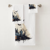Spooky Halloween Scene Bad Handdoek (Insitu)