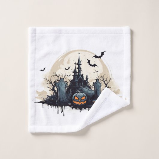Spooky Halloween Scene Bad Handdoek (Wasdoekje)