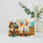 Spooky Halloween Scene Briefkaart (Staand voorkant)