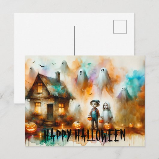 Spooky Halloween Scene Briefkaart (Voorkant / Achterkant)