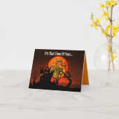 Spooky Halloween Scene Wenskaart Kaart (Gele Bloem)