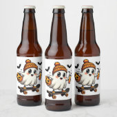 Spooky Halloween Schaatsen Pompoen Spice Ghost Her Bier Etiket (Flessen)