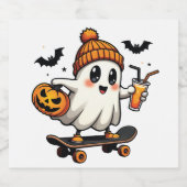 Spooky Halloween Schaatsen Pompoen Spice Ghost Her Bier Etiket (Enkel label)
