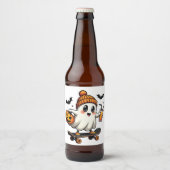 Spooky Halloween Schaatsen Pompoen Spice Ghost Her Bier Etiket (Voorkant)