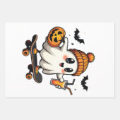 Spooky Halloween Schaatsen Pompoen Spice Ghost Her Inpakpapier Vel (Voorkant)