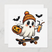 Spooky Halloween Schaatsen Pompoen Spice Ghost Her Kaart (Voorkant / Achterkant)