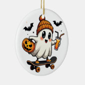 Spooky Halloween Schaatsen Pompoen Spice Ghost Her Keramisch Ornament (Rechts)