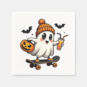 Spooky Halloween Schaatsen Pompoen Spice Ghost Her Servet
