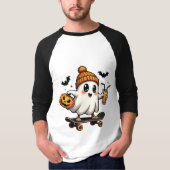 Spooky Halloween Schaatsen Pompoen Spice Ghost Her T-shirt (Voorkant)