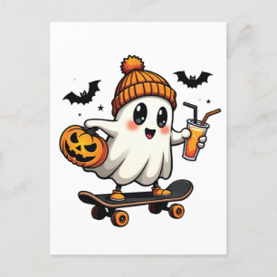 Spooky Halloween Schaatsen Pompoen Spice Ghost Her Uitnodiging Briefkaart