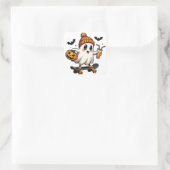 Spooky Halloween Schaatsen Pompoen Spice Ghost Her Vierkante Sticker (Tas)