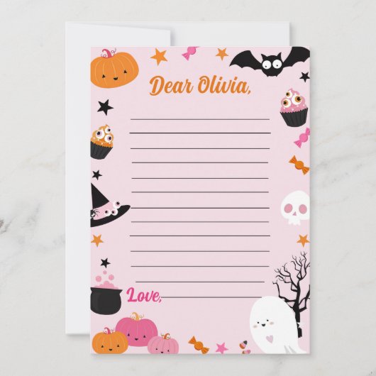 Spooky Halloween Schattig Roze Tijd Capsule Nota p Bedankkaart (Voorkant)