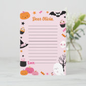 Spooky Halloween Schattig Roze Tijd Capsule Nota p Bedankkaart (Staand voorkant)