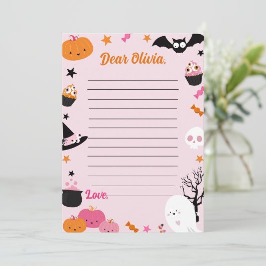 Spooky Halloween Schattig Roze Tijd Capsule Nota p Bedankkaart (Staand voorkant)