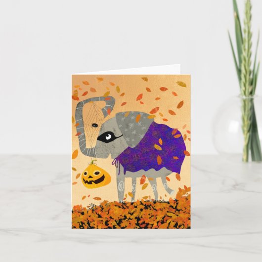 Spooky Halloween Schattige Elephant BLANK Wenskaar Bedankkaart (Voorkant)