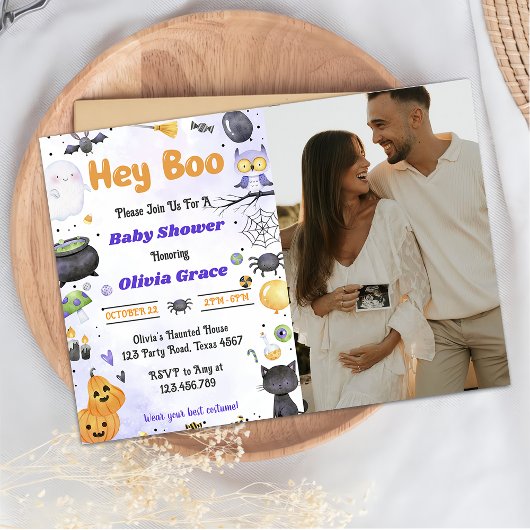 Spooky Halloween Schattige Ghost Baby shower Party Kaart