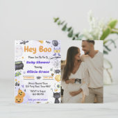 Spooky Halloween Schattige Ghost Baby shower Party Kaart (Staand voorkant)