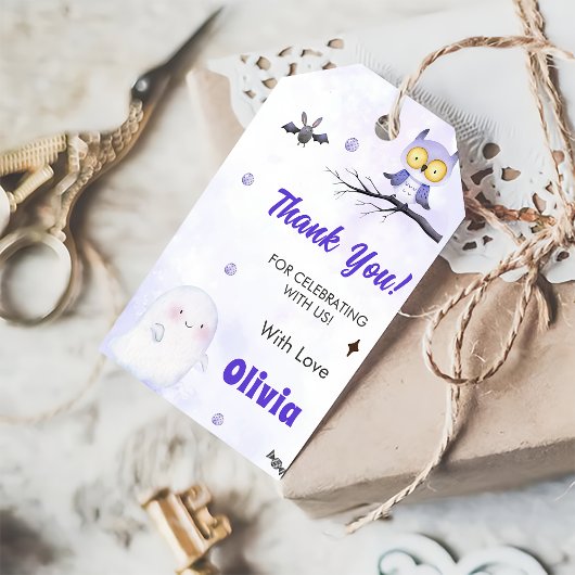 Spooky Halloween Schattige Ghost Verjaardagsfeest Cadeaulabel