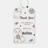 Spooky Halloween Schattige Ghost Verjaardagsfeest Cadeaulabel (Achterkant)