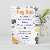 Spooky Halloween Schattige Ghost Verjaardagsfeest Kaart (Staand voorkant)