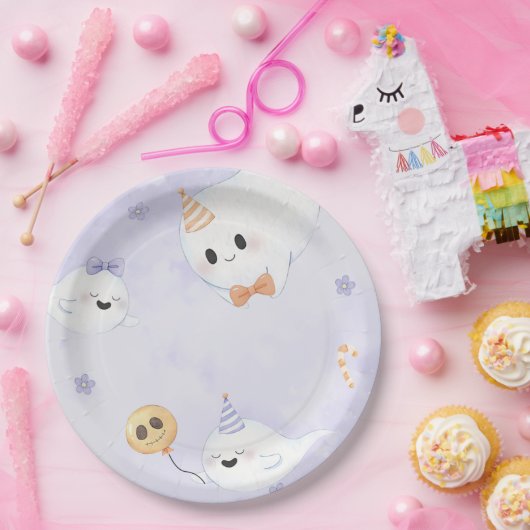 Spooky Halloween Schattige Ghost Verjaardagsfeest Papieren Bordje (Feest)