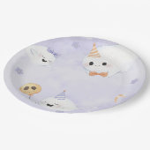Spooky Halloween Schattige Ghost Verjaardagsfeest Papieren Bordje (Gekanteld)