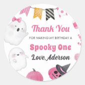 Spooky Halloween Schattige Ghost Verjaardagsfeest Ronde Sticker (Voorkant)
