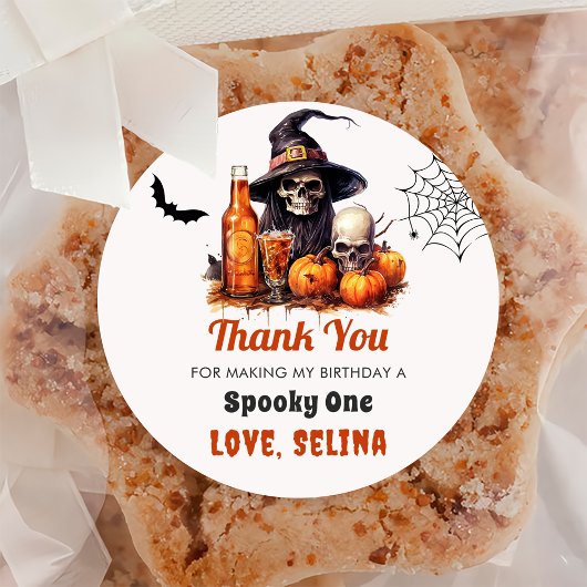 Spooky Halloween Schattige Ghost Verjaardagsfeest Ronde Sticker