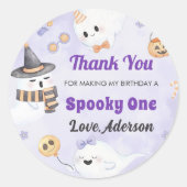 Spooky Halloween Schattige Ghost Verjaardagsfeest Ronde Sticker (Voorkant)