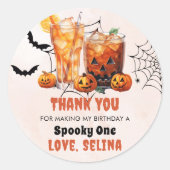 Spooky Halloween Schattige Ghost Verjaardagsfeest Ronde Sticker (Voorkant)