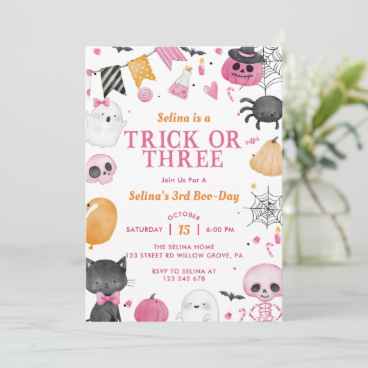 Spooky Halloween Schattige Spook 3e Verjaardagsfee Kaart (Staand voorkant)