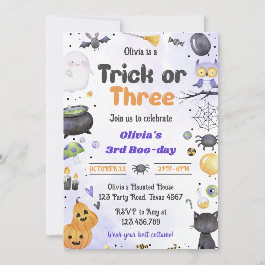 Spooky Halloween Schattige Spook 3e Verjaardagsfee Kaart (Voorkant)